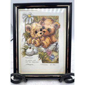 Vintage Jody Bergsma Limited Edition Bears Mixed Media Signed Numbered 1833/7500